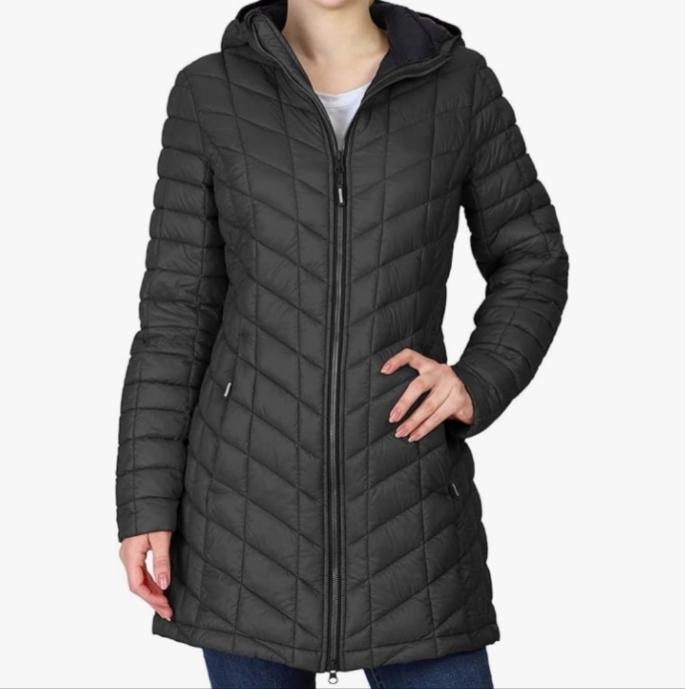 Reebok Quilted Thermal Lightweight Black Jacket With Hood